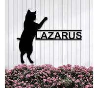 Personalized Black Cat Metal Wall Art,Custom Standing Cat Signs Outdoor Metal,Customized Short Tailed Cat Metal Name Signs,Cat Decor,House Numbers,Metal Wall Decor,Funny Housewarming Gifts