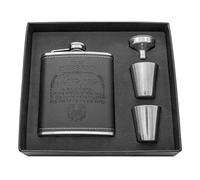 Personalized Black Flask Set Father's Day Gift For Husband - Engraved Hip Flasks For Husband - Stainless Steel with Leather Flask For Men, Valentine's Christmas Gift For Husband