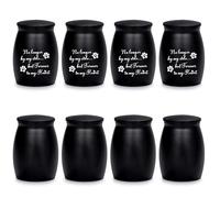Personalized Black Keepsake Urns for Human or Pet Ashes, 4 Piece Small Memorial Cremation Urn Set with Individual Velvet Bags, Custom Engraved Ashes Holder