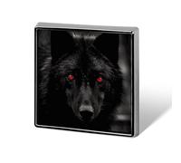 Personalized Black Red Eyed Wolf Lapel Pin for Men Women Cute Funny Square Brooch for Ease And Safe Aluminum Alloy Brooches Suit Dress Accessories Wedding Party