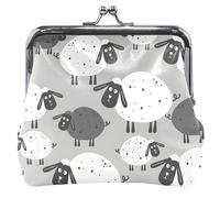 Personalized Black White Gray Sheep Women Cute Leather Buckle Kiss Lock Change Wallet Wallet, Black Sheep White, Gray, Classic, Black Sheep, White, Gray, Classic, Black, White, Grey Sheep, Classic