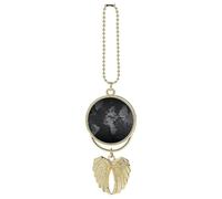 Personalized Black World Map Car Rearview Mirror Ornament Double Side Custom Photo Picture Car Hanging Pendant Accessories Alloy Angel Wings Vehicle Decoration Golden