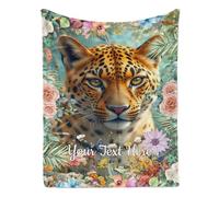Personalized Blanket Cheetah, Decorative and Giftable Blankets for Mom Family Home Decor for All Seasons, 60"x80"