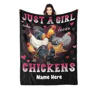 Personalized Blanket Chicken, Just A Girl Who Loves Chickens Blanket for Girls Home Decor for All Seasons, 40"x50"