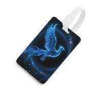 Personalized Blue Phoenix Luggage Tag Cute Suitcase Label for Travel Luggage Identifier with Secure Strap Name Address Tel Unique Backpack Handbag Tag for Men Women, White, One Size, Luggage Tag