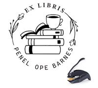 Personalized Book Embosser - Custom Ex Libris Stamp for Bookplates, from The Library of Embosser Gift for Book Lovers, Readers (Coffee-31)