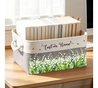 Personalized Book Lovers Basket with Birth Month Flower Bookish Gifts Custom Flower Books Storage Basket Readers Book Nook Storage Bin Gift to Women Sister Librarian Birthday Christmas,05
