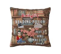 Personalized Book Reading Pocket Pillow Cover, Just A Girl Who Loves Books, Custom Name Reading Pillowcase for Bed Sofa Couch, Books Lover Gifts for Bookworm Bookish Readers Librarian (Style 16)