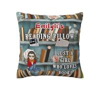 Personalized Book Reading Pocket Pillow Cover, Just A Girl Who Loves Books, Custom Name Reading Pillowcase for Bed Sofa Couch, Books Lover Gifts for Bookworm Bookish Readers Librarian (Style 17)