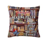 Personalized Book Reading Pocket Pillow Cover, Just A Girl Who Loves Books, Custom Name Reading Pillowcase for Bed Sofa Couch, Books Lover Gifts for Bookworm Bookish Readers Librarian (Style 14)
