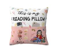 Personalized Book Reading Pocket Pillow Cover, This is My Reading Pillow, Custom Name Reading Pillowcase for Bed Sofa Couch, Books Lover Gifts for Bookworm Bookish Readers Librarian (Style 01)