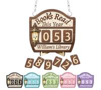 Personalized Book Tracker Sign with Name Custom Books Read This Year Counter Wall & Table Wooden Book Counter Display for Bookshelf Reading Progress Sign for Librarians Readers Bookshelf Read Lovers