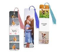 Personalized Bookmarks with Picture Text - Custom Bookmarks Photo - 2-Sided Aluminium Customized Bookmark with Tassel
