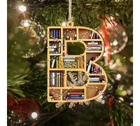 Personalized Bookshelf Christmas Ornament,Custom Librarian Book Christmas Tree Decorations Holiday Hanging,Xmas Gift for Book Lover Readers