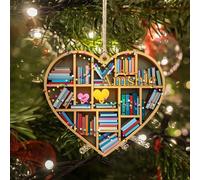 Personalized Bookshelf Christmas Ornament,Custom Librarian Book Christmas Tree Decorations Holiday Hanging,Xmas Gift for Book Lover Readers