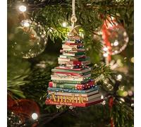 Personalized Bookshelf Christmas Ornament,Custom Librarian Book Christmas Tree Decorations Holiday Hanging,Xmas Gift for Book Lover Readers
