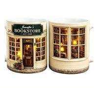 Personalized Bookstore Coffee Mug, Custom Name Library Mug with Faux 3D Effect Design,Bookstore Drinking Mugs for Woman, Reader Tea Cup, Book Lover Birthday Gift, Reading Enthusiasts Gift