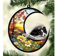 Personalized Border Collie Sleeping Angel Dog Memorial Suncatcher, Border Collie Sleeping Angel Ornament, Pet Loss Catcher, Gifts Dog Lovers Loss of Dog, Border Collie Sleeping Angel Sleep on Haven