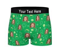 Personalized Boxer Briefs for Saint Patrick's Day, Personalised Waist Underwear for Men, Add Your Photo Text, Custom Mens Underpants Shorts Gifts, Personalised Costume Decoration for St Patrick's Day