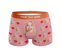 Personalized Boxers Briefs with Picture, Custom Face Underwear with Your Name, Cotton Briefs with Photo Funny Boxer Shorts Underpants Briefs Custom Gifts for Men Husband Father Boyfriend Him - L