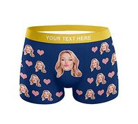 Personalized Boxers Briefs with Picture, Custom Face Underwear with Your Name, Cotton Briefs with Photo Funny Boxer Shorts Underpants Briefs Custom Gifts for Men Husband Father Boyfriend Him - M