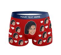 Personalized Boxers Briefs with Picture, Custom Face Underwear with Your Name, Cotton Briefs with Photo Funny Boxer Shorts Underpants Briefs Custom Gifts for Men Husband Father Boyfriend Him - XXL