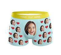 Personalized Boxers Briefs with Picture, Custom Face Underwear with Your Name, Cotton Briefs with Photo Funny Boxer Shorts Underpants Briefs Custom Gifts for Men Husband Father Boyfriend Him - M