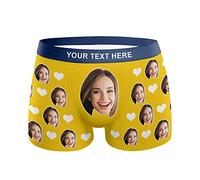 Personalized Boxers Briefs with Picture, Custom Face Underwear with Your Name, Cotton Briefs with Photo Funny Boxer Shorts Underpants Briefs Custom Gifts for Men Husband Father Boyfriend Him - S
