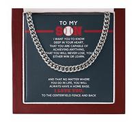 Personalized Boys Baseball Necklace Gold To My Son From Mom, Baseball Chains For Boys, Pendant Gifts Dad Player, Inspiration Jewelry Gift For Christmas Cuban Link Chain Necklaces Present For Men