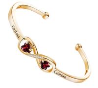 Personalized Bracelet with Names & Heart Birthstones, Custom August Birthstone Bracelets for Women, Adjustable Infinity Bracelets, Gift for Mom, Wife, with Gift Box