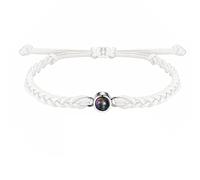 Personalized Bracelet with Picture and Text Braided Cord Projection Bracelet Personalised Photo Matching Rope Bracelets for Couples (White)