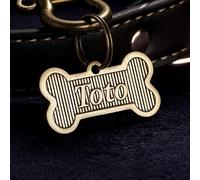 Personalized Brass Bone Shapes Dog Tag, Custom Engraved Pet Name ID Tag, Dog Collar Tag Gift for Animal Lovers, Dog Mom, Dog Dad, Valentine's Day Gift Birthday Gifts for Pet Owners (Style 2)