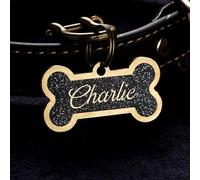 Personalized Brass Dog ID Tag, Custom Resin Bone Dog Tag, Handmade Dog Collar Tag Gift Animal Lovers, Valentine's Day Birthday Gifts for Pet Owners (Style 1)