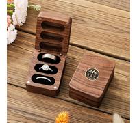 Personalized Brass Inlay Wooden Ring Box, Proposal Engagement Ring Case with Name, Wedding Ring Bearer, Wedding Gift, 3-Slot Ring Box