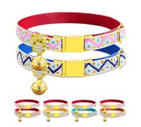 Personalized Breakaway Cat Collar, Custom Engraved Anti-Lost Collar with Cat’s Name and Phone Number - Magnetic Quick-Release Collar for Kittens, Big Cats, Small Dogs (Pink & Navy Blue)