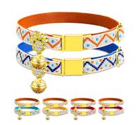 Personalized Breakaway Cat Collar, Custom Engraved Anti-Lost Collar with Cat’s Name and Phone Number - Magnetic Quick-Release Collar for Kittens, Big Cats, Small Dogs (Orange & Navy Blue)