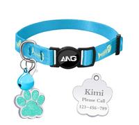 Personalized Breakaway Cat Collars Glow-in-the-Dark with ID Tag, Bell - Safety Quick - Release, Customizable for Female Male Kittens & Cats (Blue)