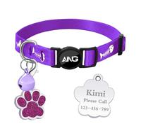 Personalized Breakaway Cat Collars Glow-in-the-Dark with ID Tag, Bell - Safety Quick - Release, Customizable for Female Male Kittens & Cats (Purple)