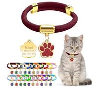 Personalized Breakaway Cat Collars with Magnetic Quick Release Buckle, Custom Engraved Name Tag for Cats (Pure Wine red)