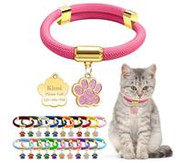Personalized Breakaway Cat Collars with Magnetic Quick Release Buckle, Custom Engraved Name Tag for Cats (Pure Rose Pink)