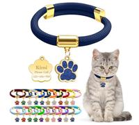 Personalized Breakaway Cat Collars with Magnetic Quick Release Buckle, Custom Engraved Name Tag for Cats (Pure Navy)