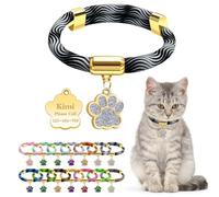Personalized Breakaway Cat Collars with Magnetic Quick Release Buckle, Custom Engraved Name Tag for Cats (Wavy Black Grey)