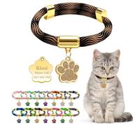 Personalized Breakaway Cat Collars with Magnetic Quick Release Buckle, Custom Engraved Name Tag for Cats (Wavy Chocolate)