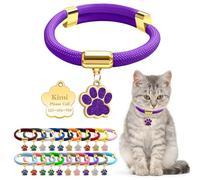 Personalized Breakaway Cat Collars with Magnetic Quick Release Buckle, Custom Engraved Name Tag for Cats (Pure Deep Purple)