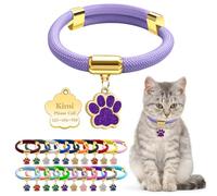 Personalized Breakaway Cat Collars with Magnetic Quick Release Buckle, Custom Engraved Name Tag for Cats (Pure Light Purple)