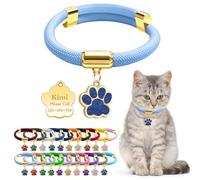 Personalized Breakaway Cat Collars with Magnetic Quick Release Buckle, Custom Engraved Name Tag for Cats (Pure Sky Blue)
