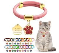 Personalized Breakaway Cat Collars with Magnetic Quick Release Buckle, Custom Engraved Name Tag for Cats (Pure Dark Pink)