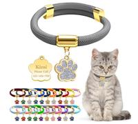 Personalized Breakaway Cat Collars with Magnetic Quick Release Buckle, Custom Engraved Name Tag for Cats (Pure Grey)