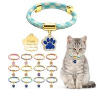Personalized Breakaway Cat Collars with Magnetic Quick Release Buckle, Custom Engraved Name Tag for Girls & Boys Cats, Glow in The Dark Design for Outdoor Cats (Blue and Yellow)