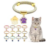 Personalized Breakaway Cat Collars with Magnetic Quick Release Buckle, Custom Engraved Name Tag for Girls & Boys Cats, Glow in The Dark Design for Outdoor Cats (Green and Purple)